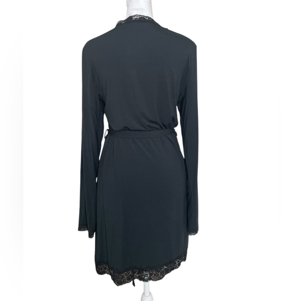 Victoria's Secret Women’s Modal Black Lace-Trim Tie Waist Short Robe Size XS/S - Picture 4 of 6